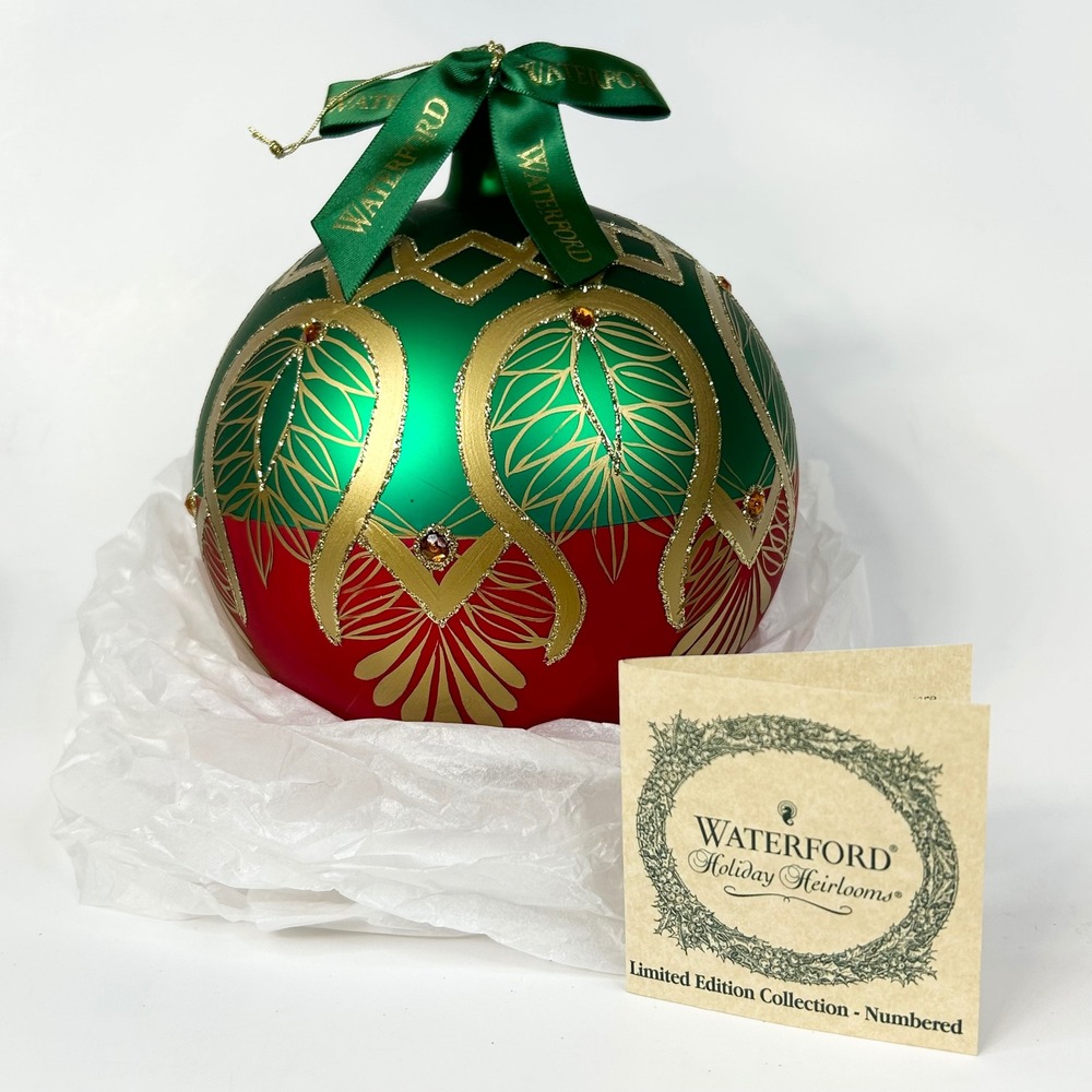 WATERFORD Holiday Heirlooms Peacock Grande/Matte Globe Ornament Ltd Edi' 124808
